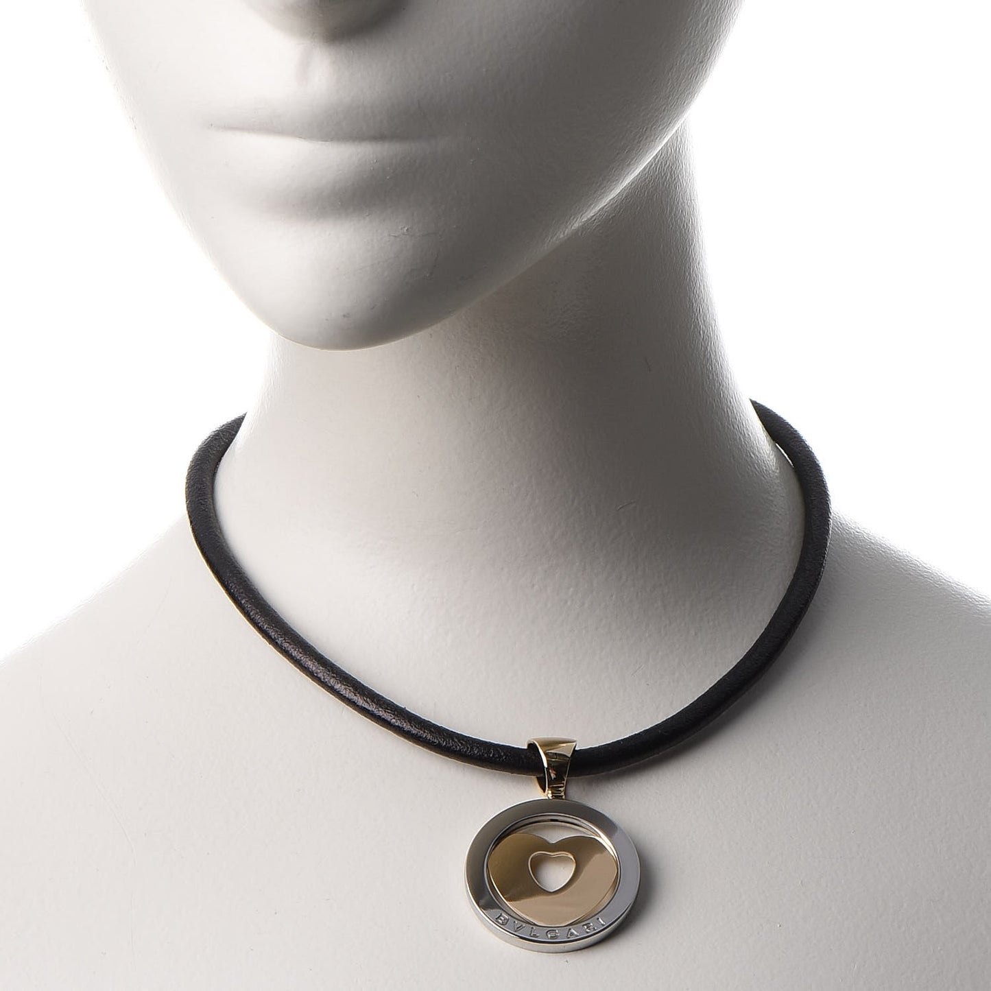 18K Yellow Gold Stainless Steel Heart Cord Pendant Necklace
