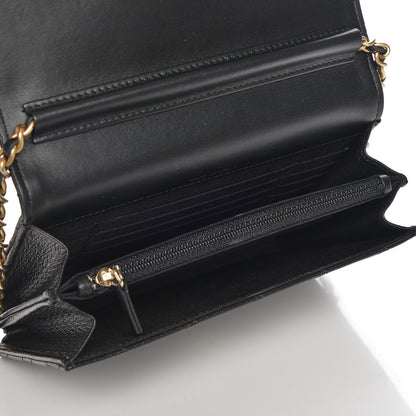 Chanel Letter Calfskin Embossed Quilted Square Wallet On Chain WOC Black 5 of 10