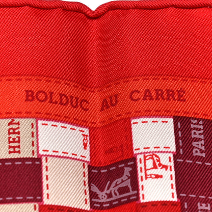 Hermes Silk Bolduc Au Carre Scarf 90 Rouge Bordeaux Gris 4 of 5