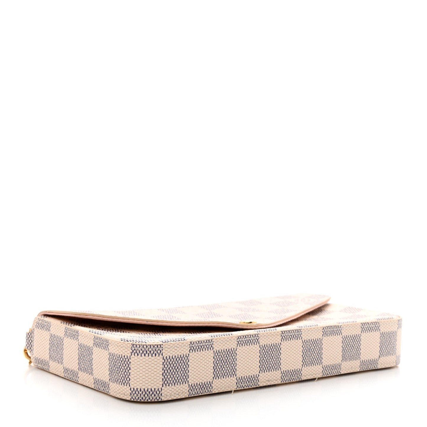 Damier Azur Pochette Felicie Chain Wallet Rose Ballerine