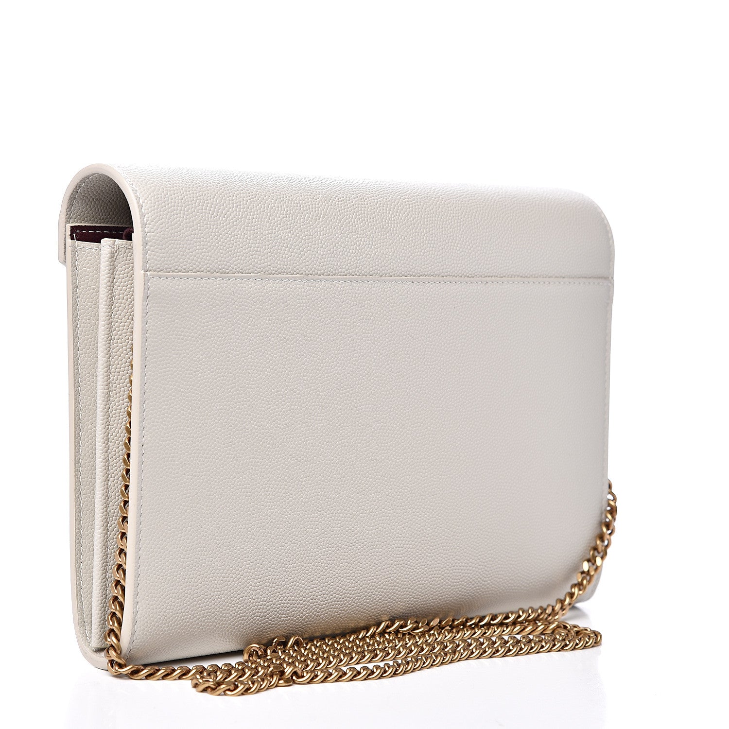 Saint Laurent Grain De Poudre Monogram Cassandra Chain Wallet Crema Soft Rouge Legion 2 of 9