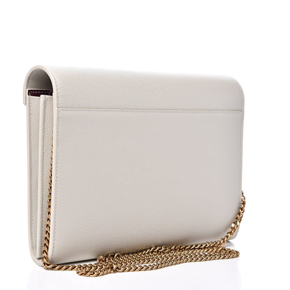Saint Laurent Grain De Poudre Monogram Cassandra Chain Wallet Crema Soft Rouge Legion 2 of 9