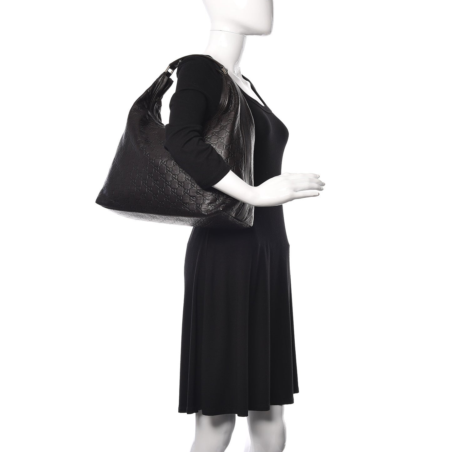 Guccissima Large Hobo Dark Brown