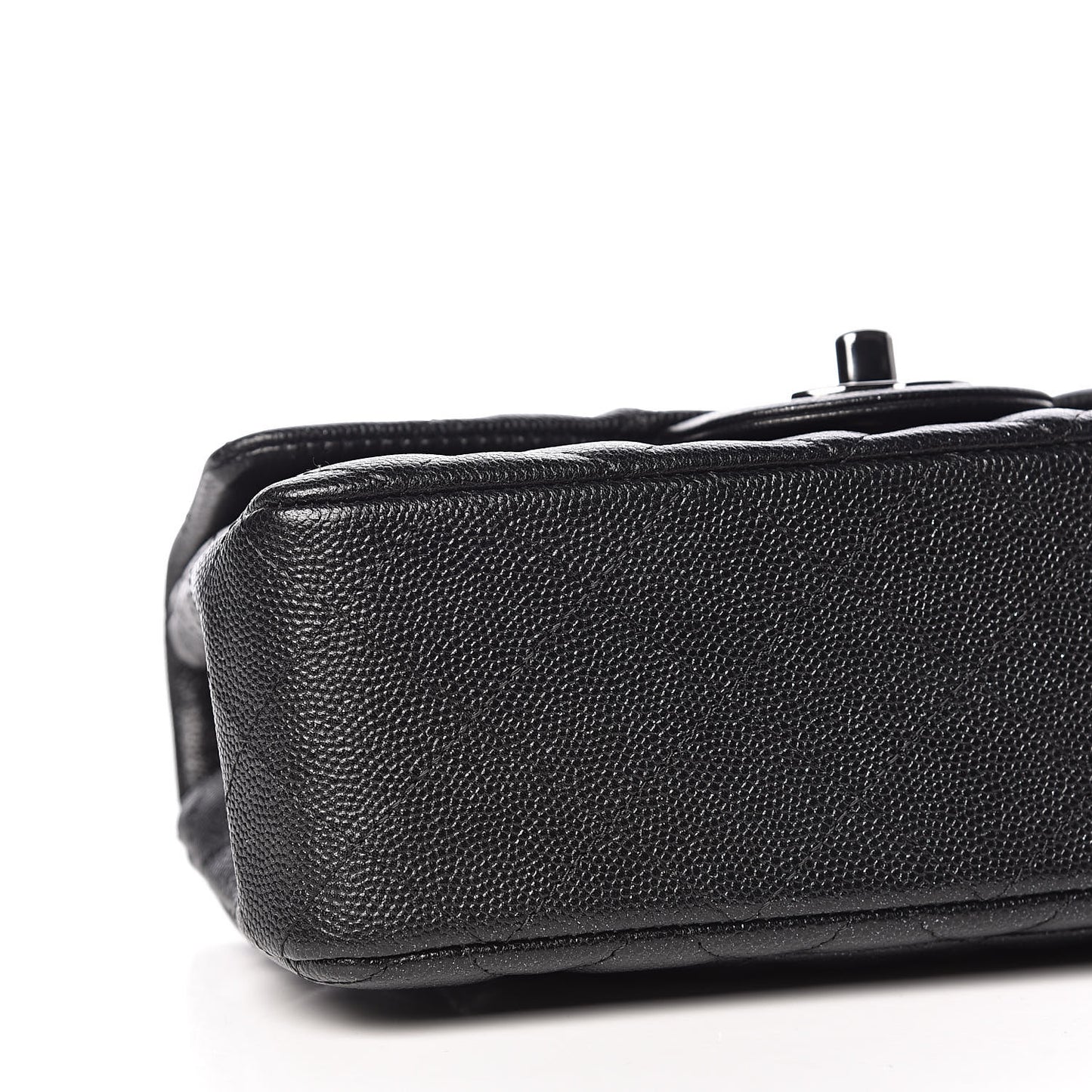 Iridescent Caviar Quilted Mini Rectangular Flap Black