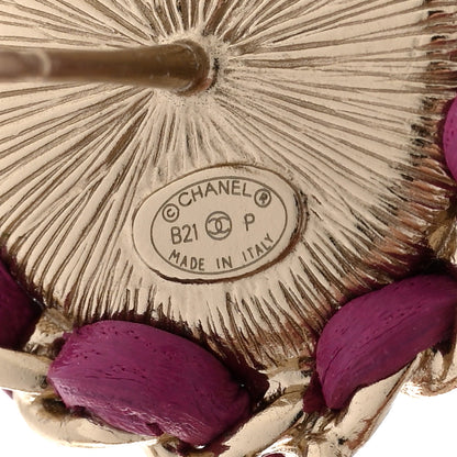 Chanel Pearl Lambskin Crystal Chain CC Drop Earrings Pink 4 of 6