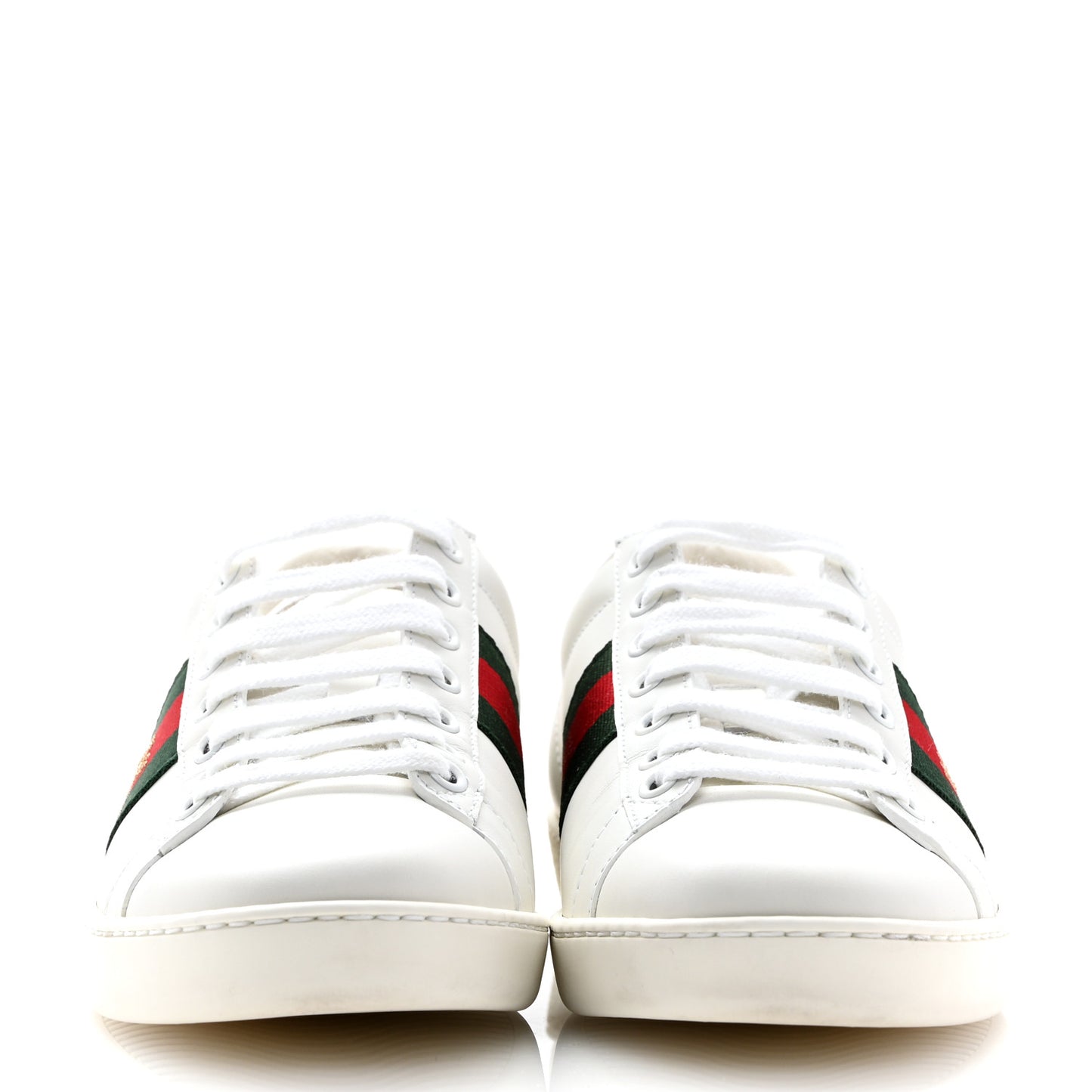 Calfskin Ayers Bee Embroidered Womens Ace Sneakers 37 White Green