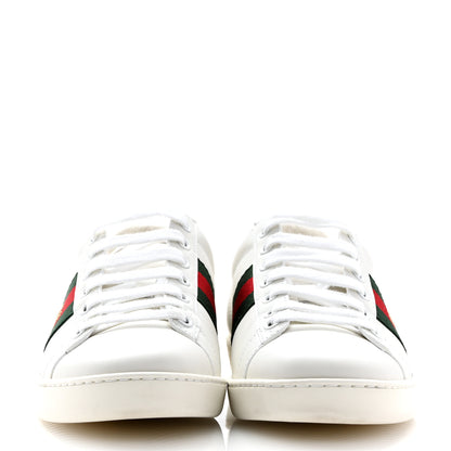 Gucci Calfskin Ayers Bee Embroidered Womens Ace Sneakers 37 White Green 3 of 10