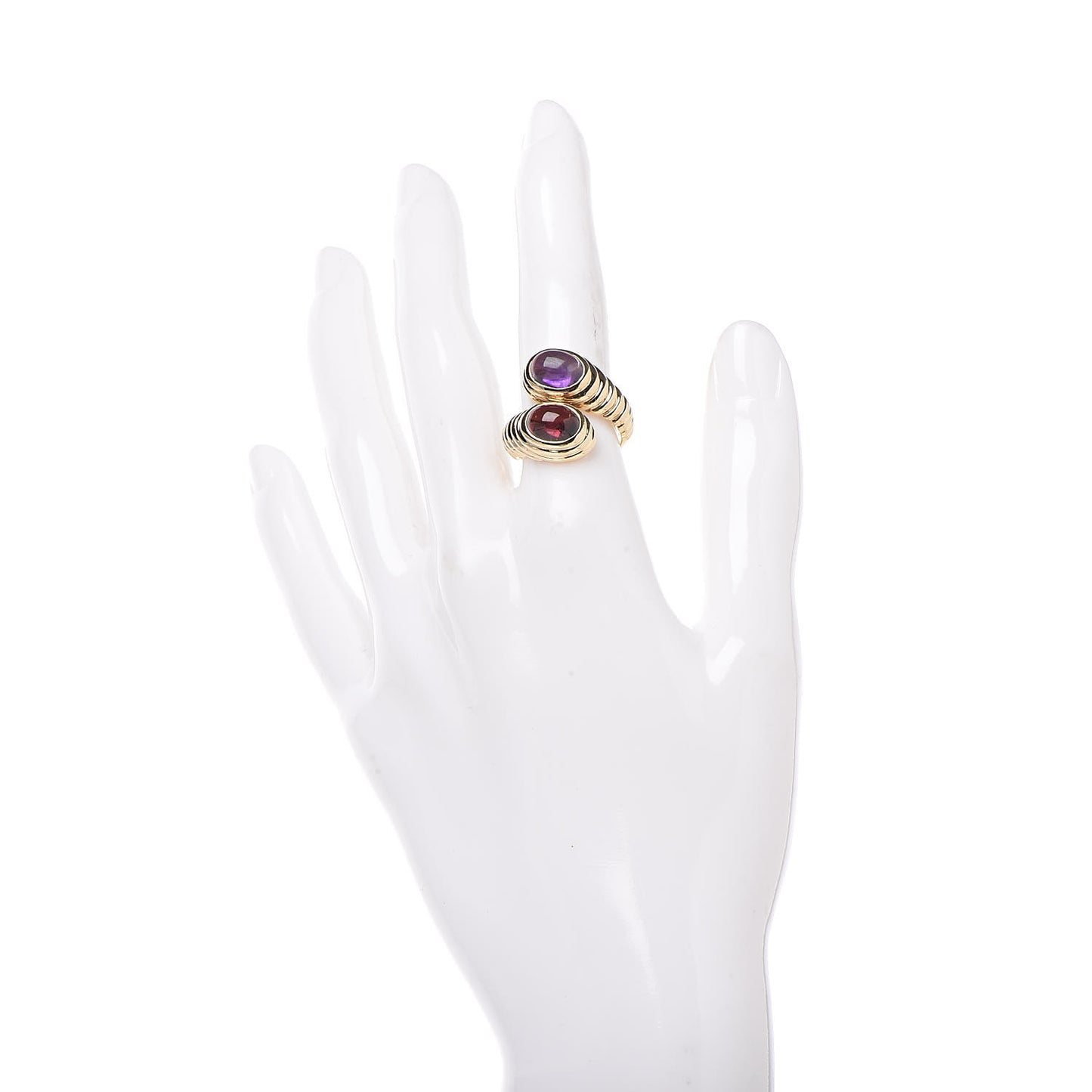 18K Yellow Gold Amethyst Pink Tourmaline Bypass Ring 51 5.75
