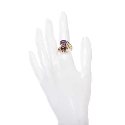 Bulgari 18K Yellow Gold Amethyst Pink Tourmaline Bypass Ring 51 5.75 4 of 12
