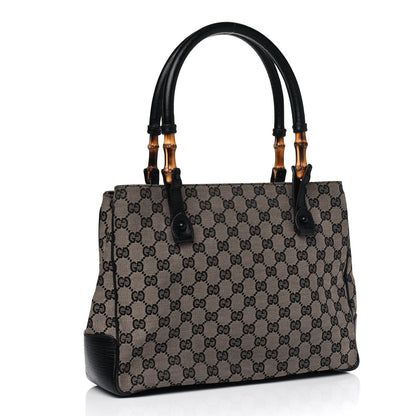 Gucci Monogram Small Bamboo Tote Black 2 of 13