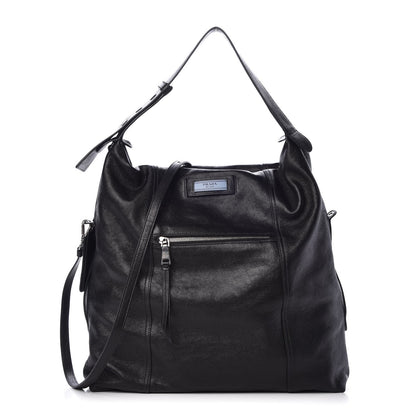 Prada Glace Calf Etiquette Hobo Black 1 of 9