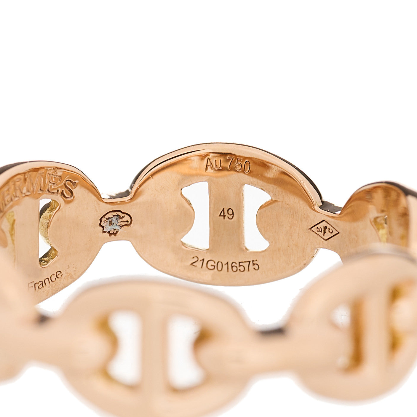 18K Rose Gold PM Chaine D'Ancre Enchainee Ring 49 4.75