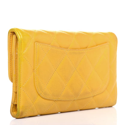 Chanel Lambskin Quilted Large Flap Wallet Yellow 3 of 23