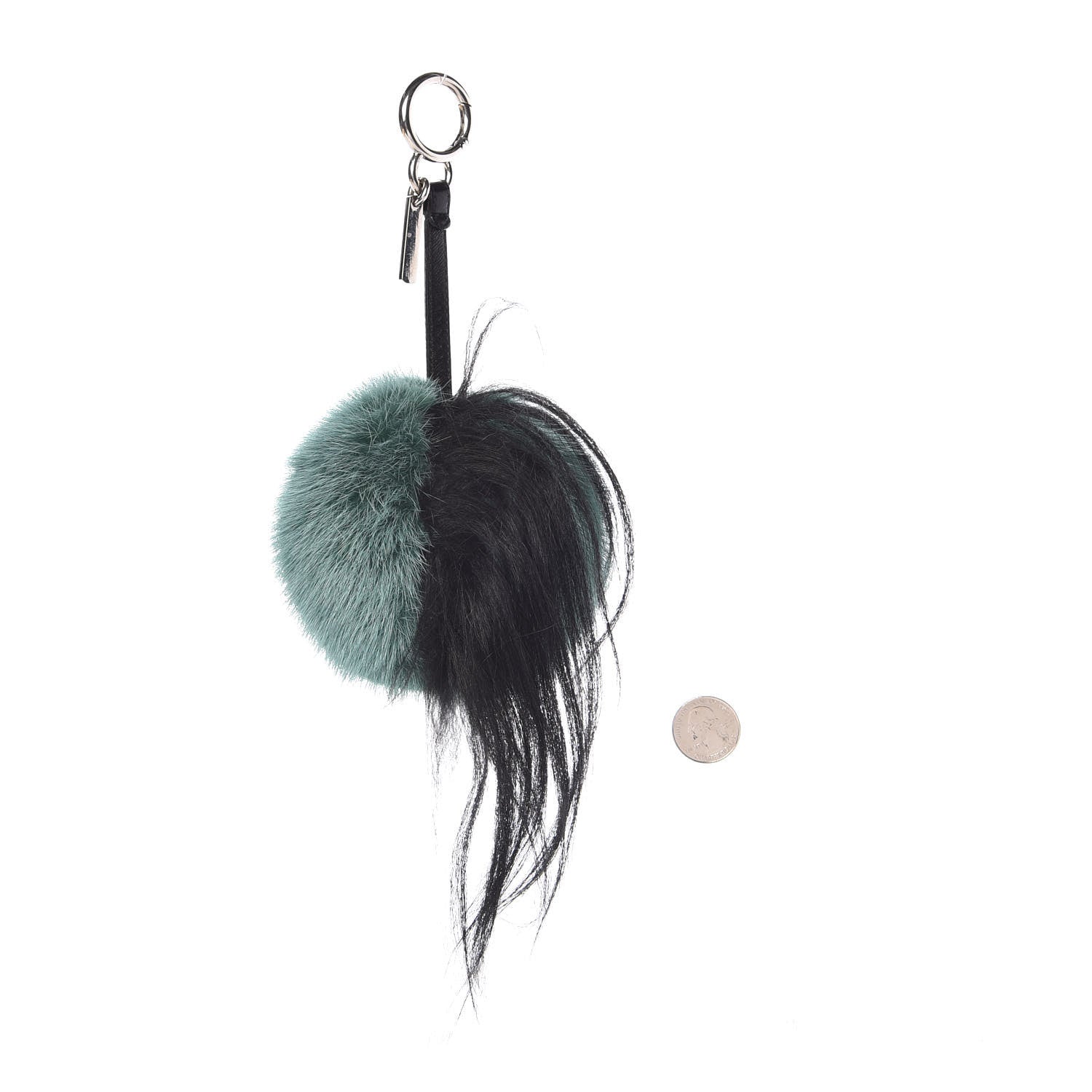 Fendi Mink Goat Fur QuTweet Cucaoo Bag Bug Charm Green White 2 of 4