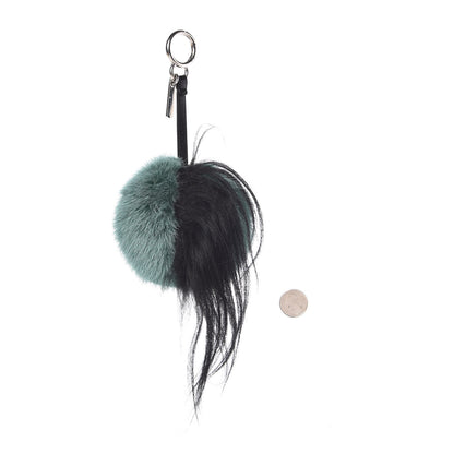 Fendi Mink Goat Fur QuTweet Cucaoo Bag Bug Charm Green White 2 of 4
