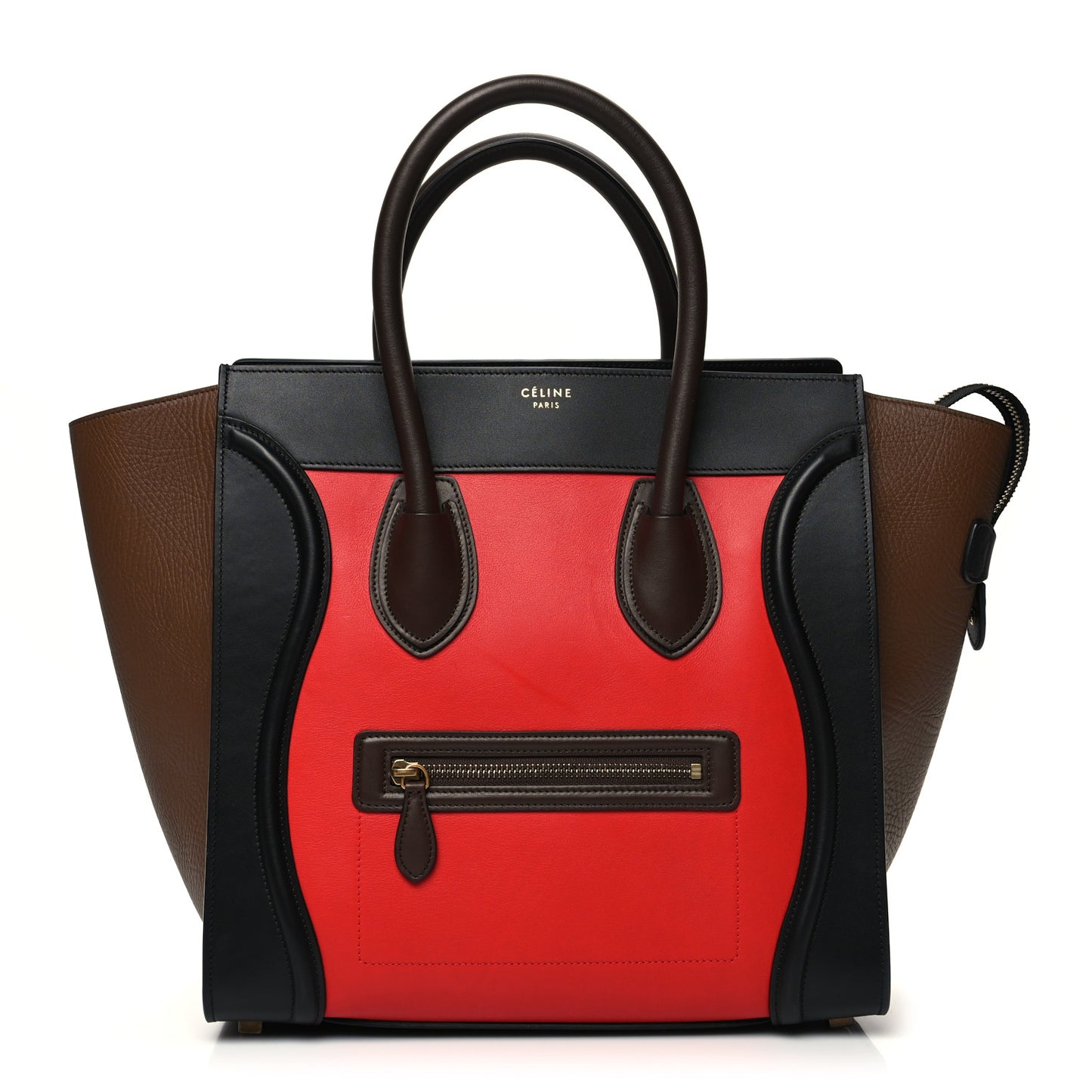 Calfskin Bullhide Mini Luggage Tri-Color Bright Red