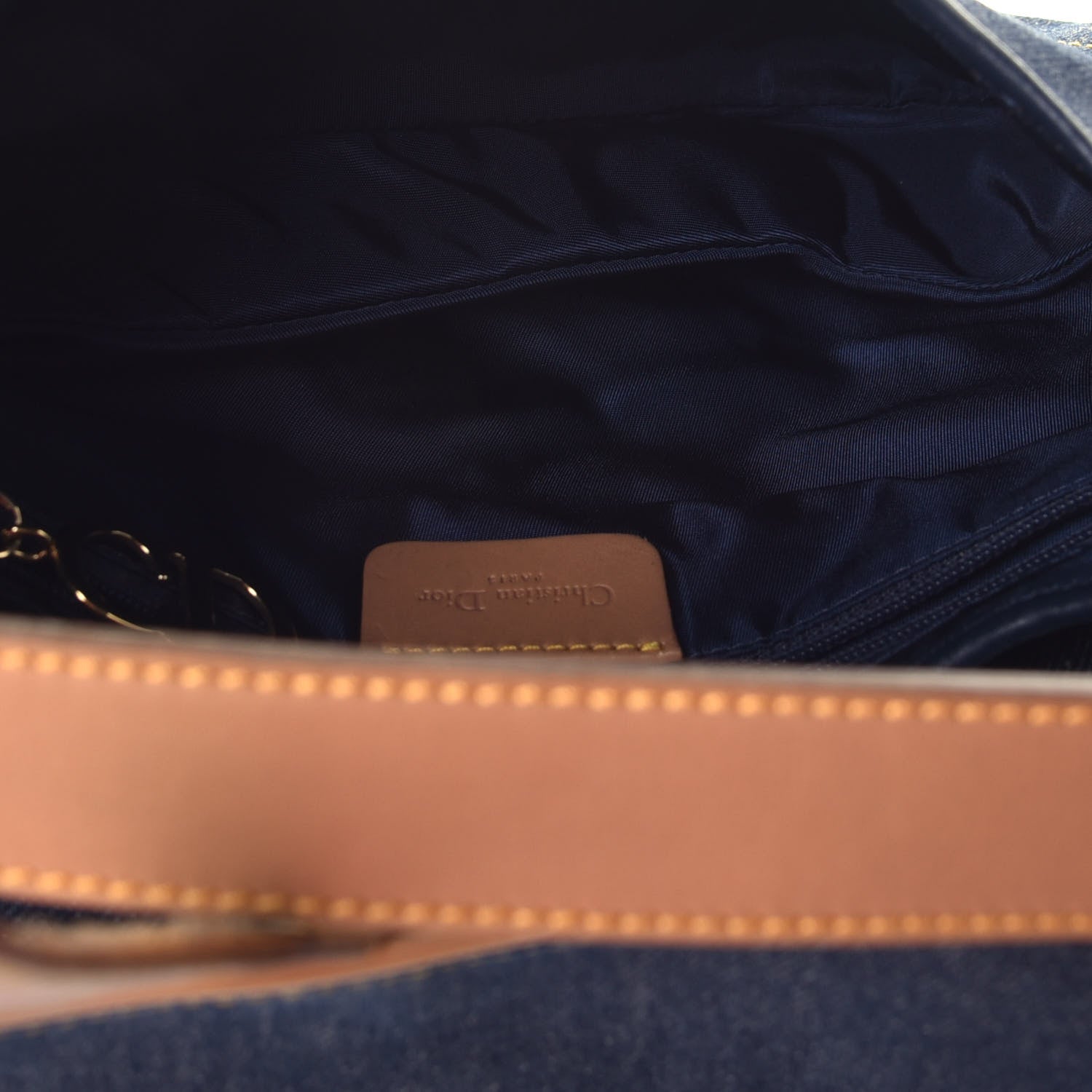 Christian Dior Denim Calfskin Saddle Bag Blue 5 of 9