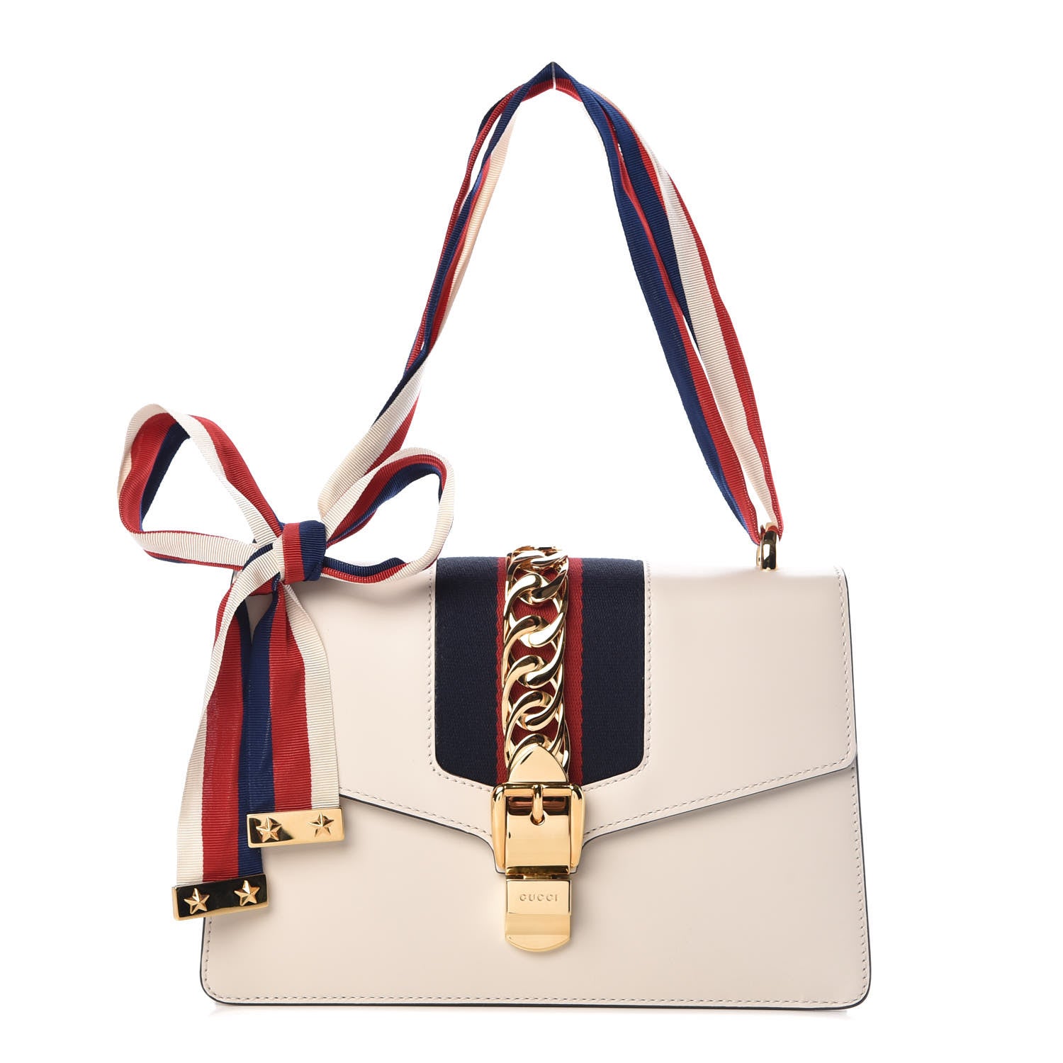 Gucci Calfskin Small Sylvie Shoulder Bag Off White 1 of 9