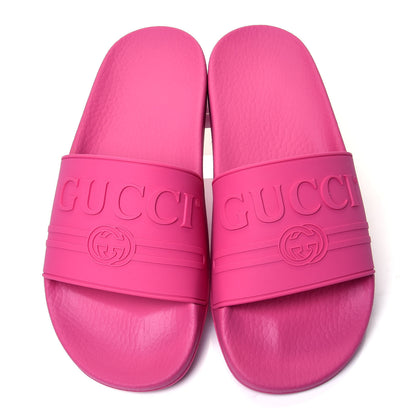 Gucci Rubber Womens Logo Slide Sandals 40 Fuchsia 5 of 9