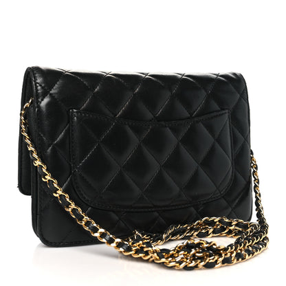 Chanel Lambskin Quilted Wallet On Chain WOC Black 3 of 14