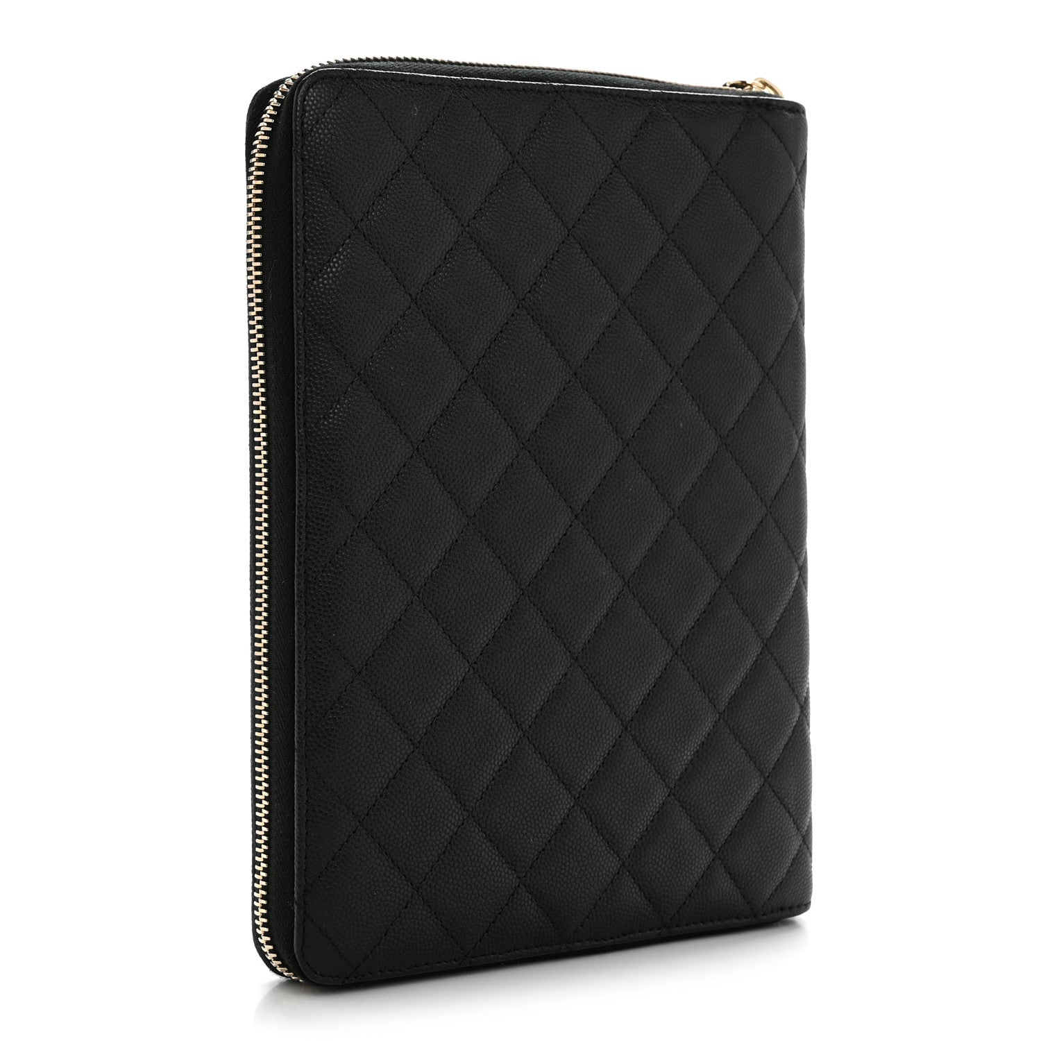 Chanel Caviar Quilted Zip Around Notebook Agenda Cover Black 3 of 9