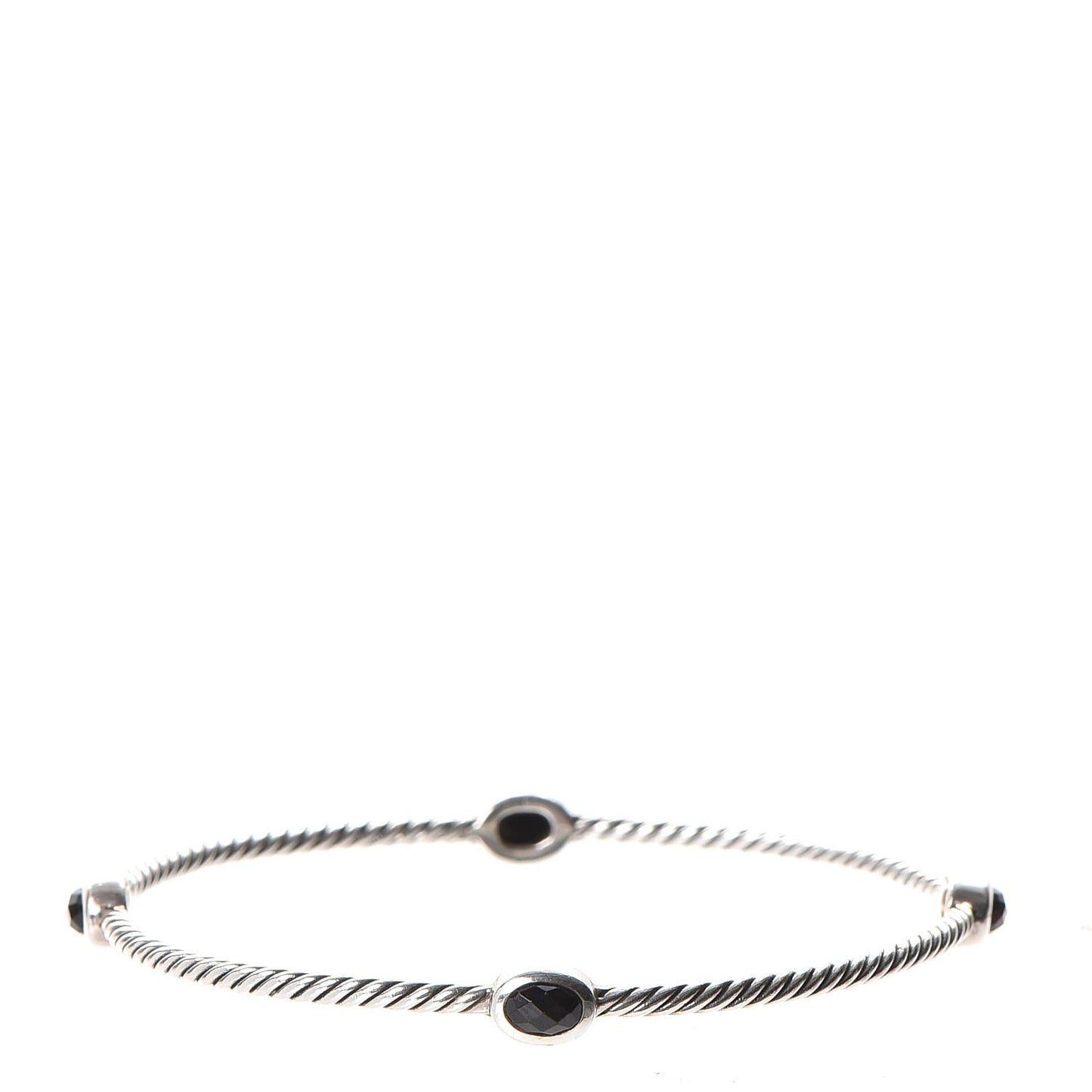Sterling Silver Black Onyx Color Classics Cable Bangles Set of 2