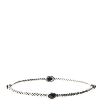 David Yurman Sterling Silver Black Onyx Color Classics Cable Bangles Set of 2 5 of 6