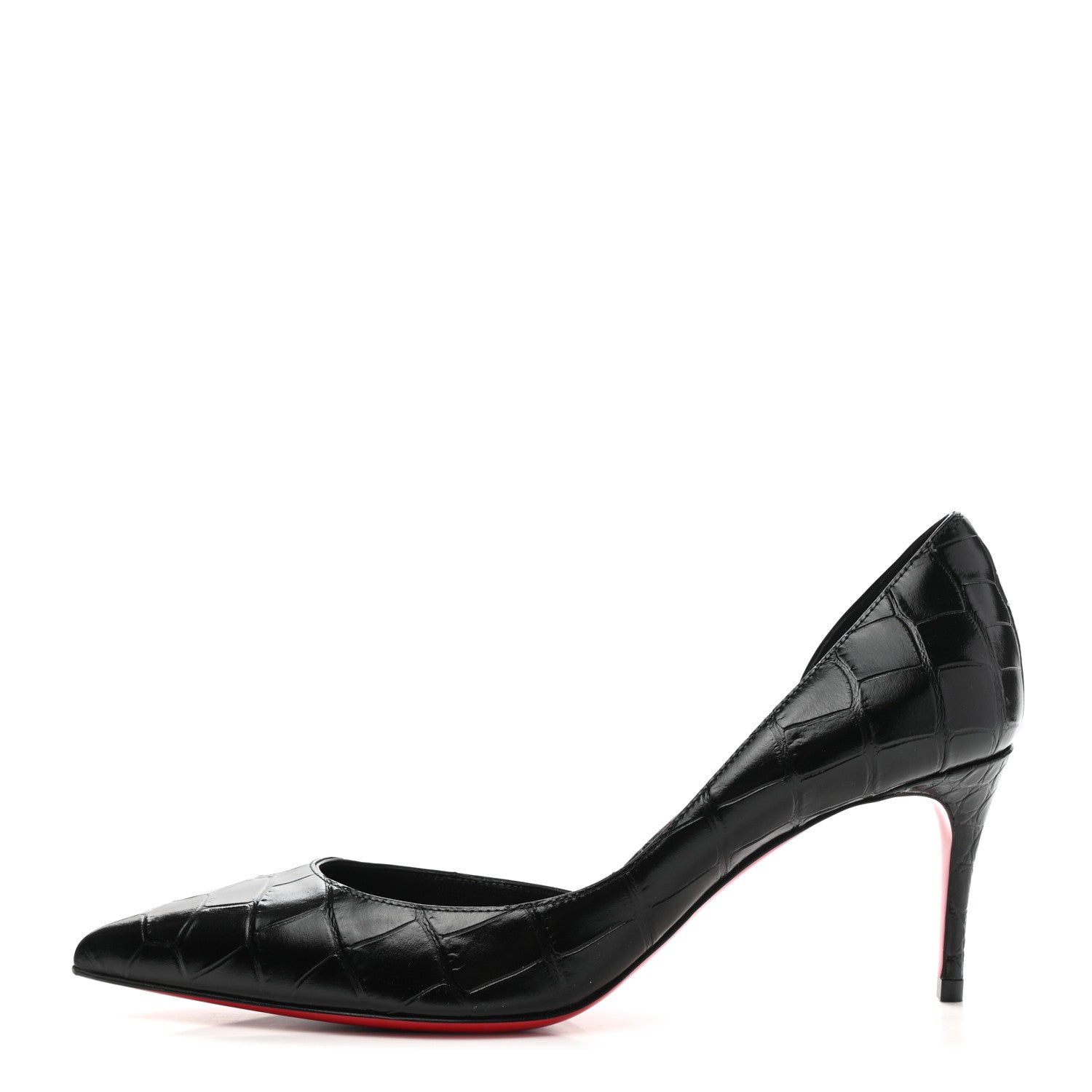 Christian Louboutin Crocodile Embossed Calfskin Iriza 100 Pumps 36 Black 1 of 9
