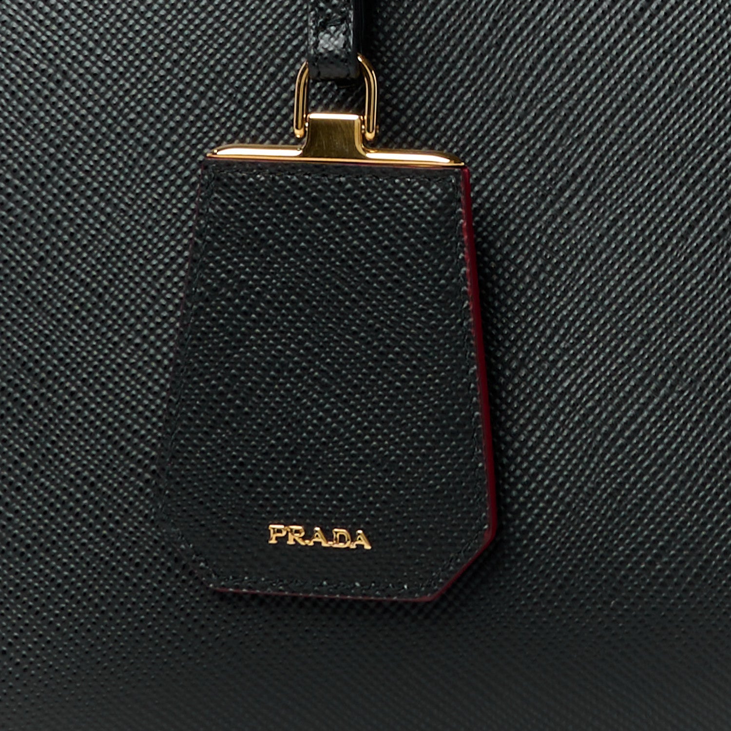 Prada Saffiano Cuir Medium Double Bag Black Fuoco 9 of 11