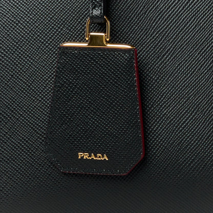Prada Saffiano Cuir Medium Double Bag Black Fuoco 9 of 11