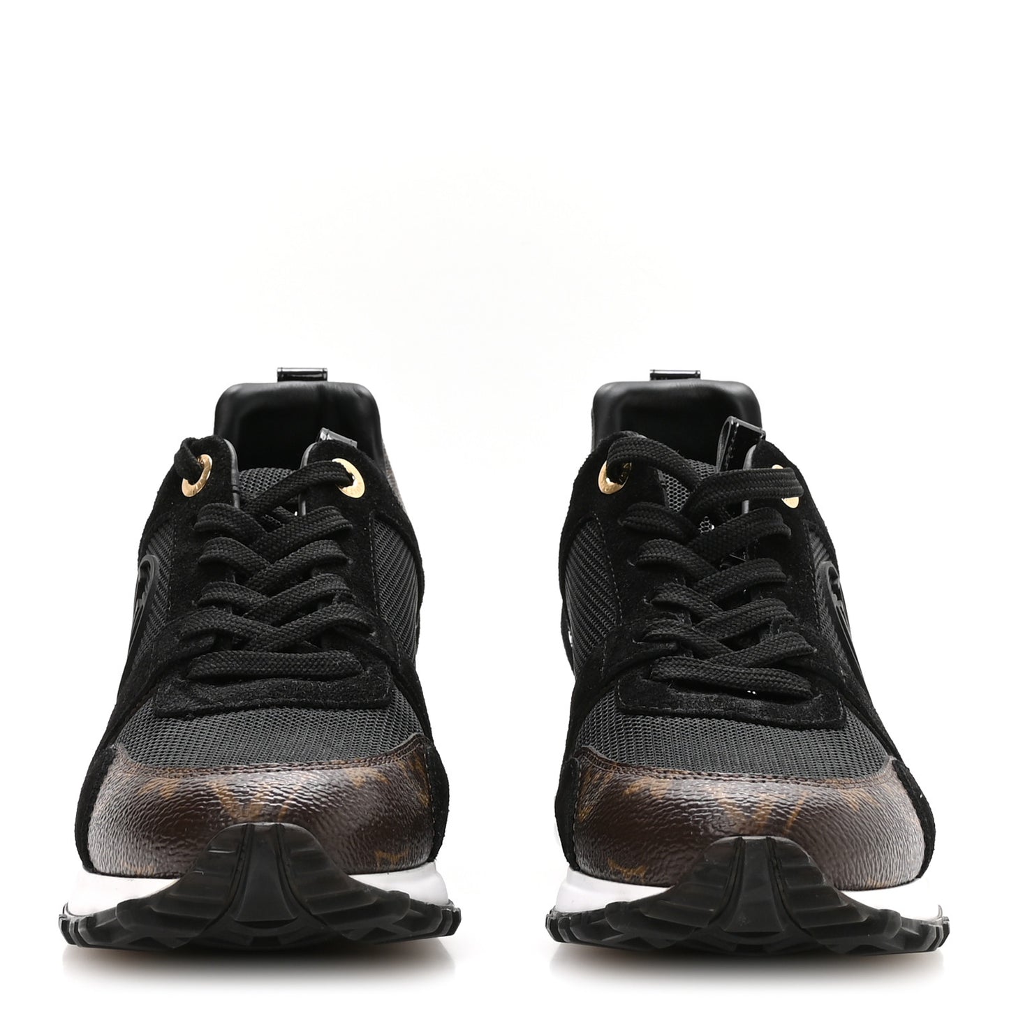Suede Monogram Run Away Sneakers 37 Black