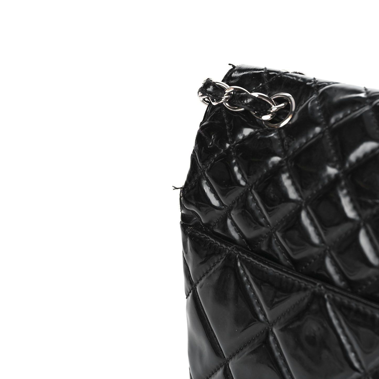 Vinyl Quilted In the Business Flap Bag Black
