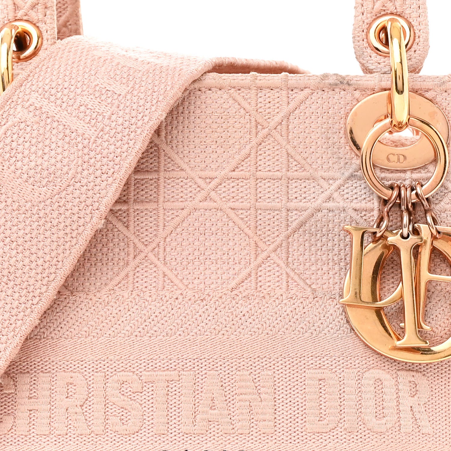 Christian Dior Canvas Embroidered Cannage Medium Lady D-Lite Pink 8 of 16