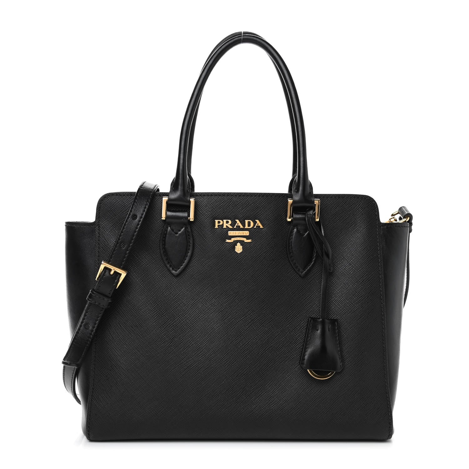 Prada Saffiano Soft Calfskin Small Zippered Tote Black 1 of 4