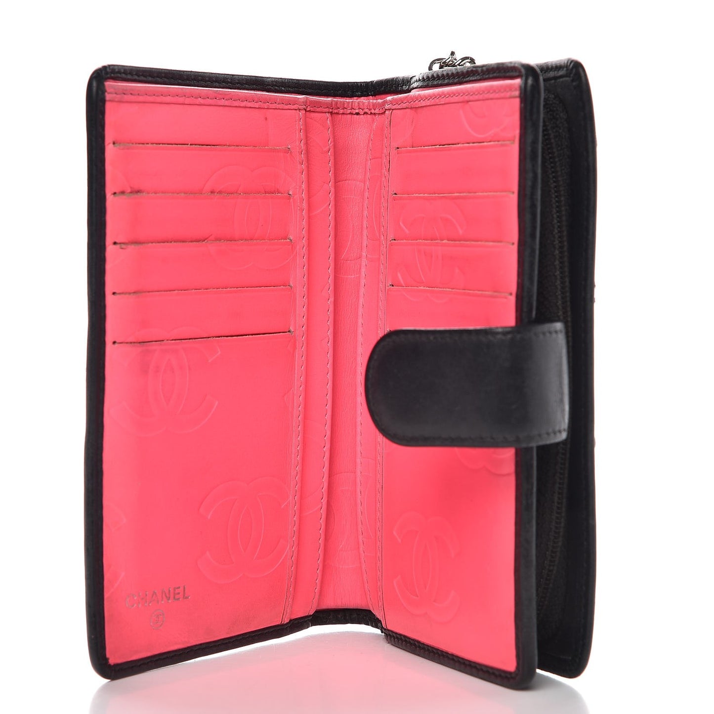Calfskin Cambon Zipped Pocket Wallet Black