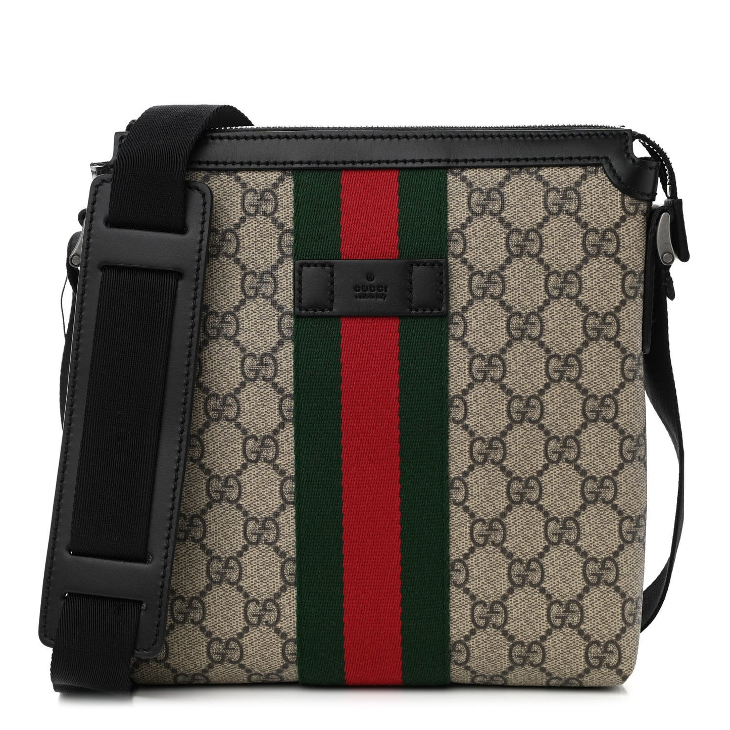 GG Supreme Monogram Web Messenger Bag Black