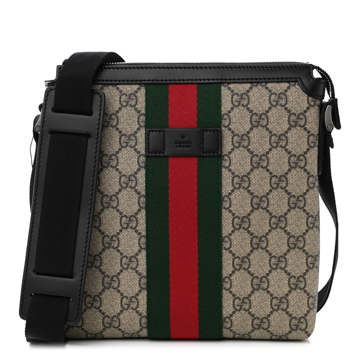 Gucci GG Supreme Monogram Web Messenger Bag Black 1 of 11