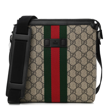 Gucci GG Supreme Monogram Web Messenger Bag Black 1 of 11