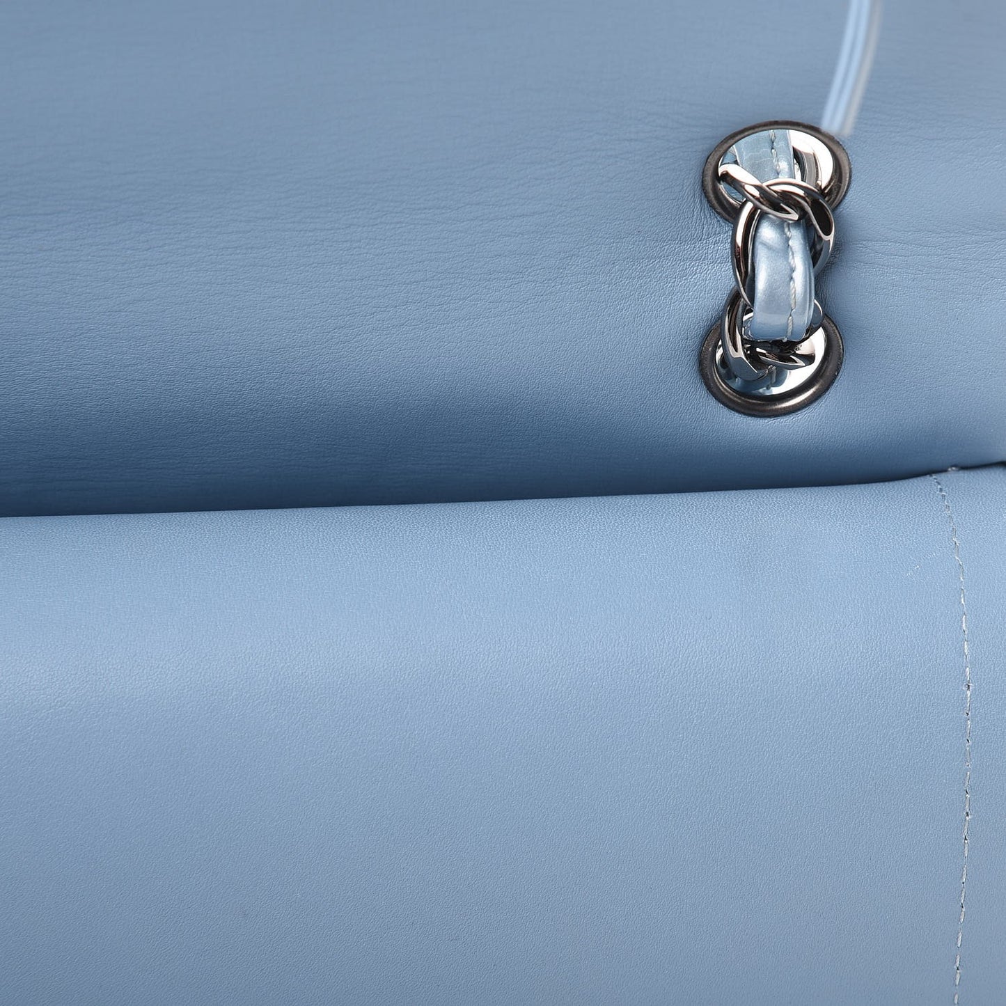 Patent Quilted Maxi Double Flap Blue