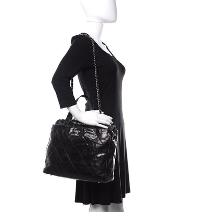 Chanel Glazed Calfskin Quilted Tweed Portobello Tote Black 2 of 10