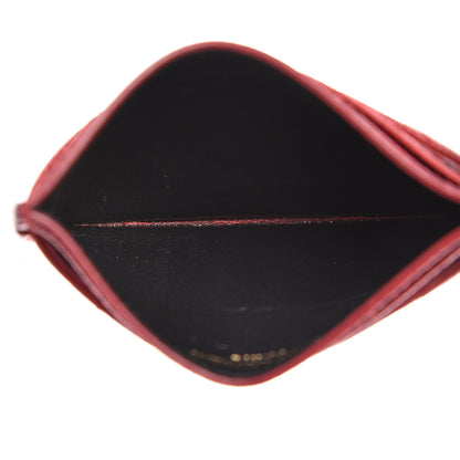 Saint Laurent Grain De Poudre Matelasse Chevron Credit Card Case New Red 5 of 15
