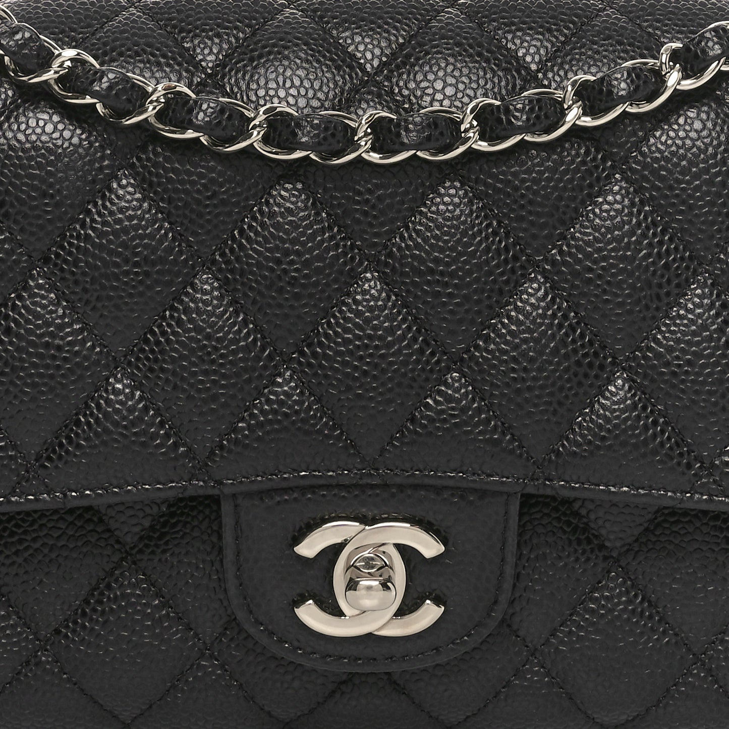 Caviar Quilted Medium Double Flap Black