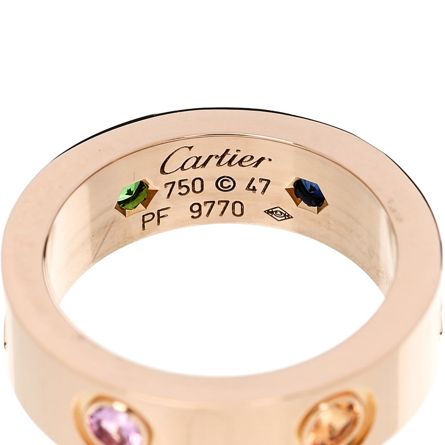 18K Pink Gold Sapphire Garnet Amethyst 5.5mm LOVE Ring 47 4.25