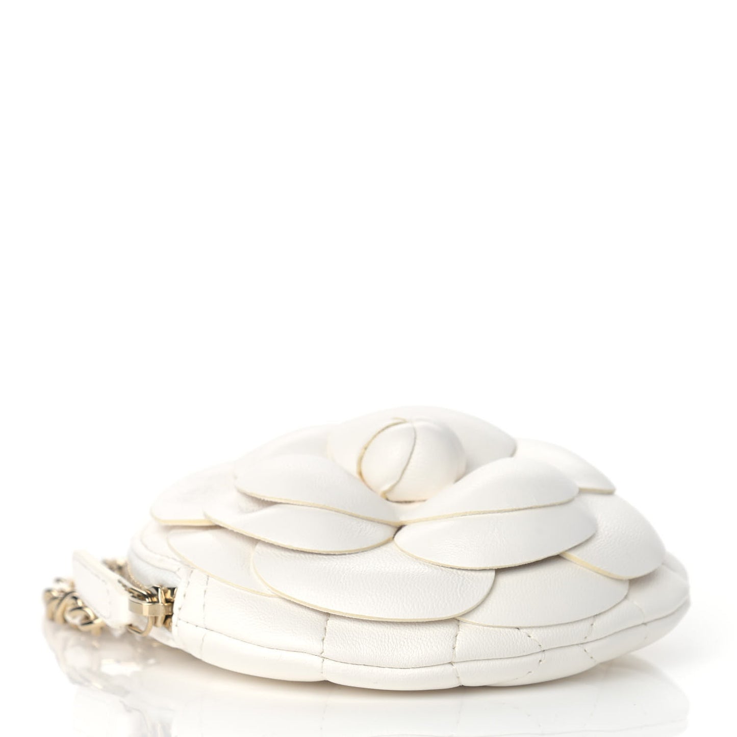 Lambskin Mini Camellia Bouquet Clutch With Chain White