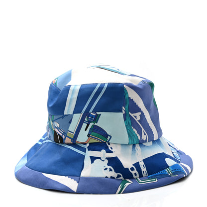 Hermes Silk Carla Patchwork Bucket Hat 59 Bleu 6 of 8