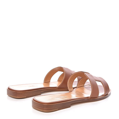 Hermes Box Calfskin Oran Sandals 39 Gold 4 of 7