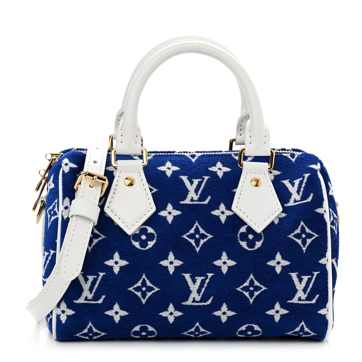 Jacquard Velvet Monogram LV Match Speedy Bandouliere 20 Blue