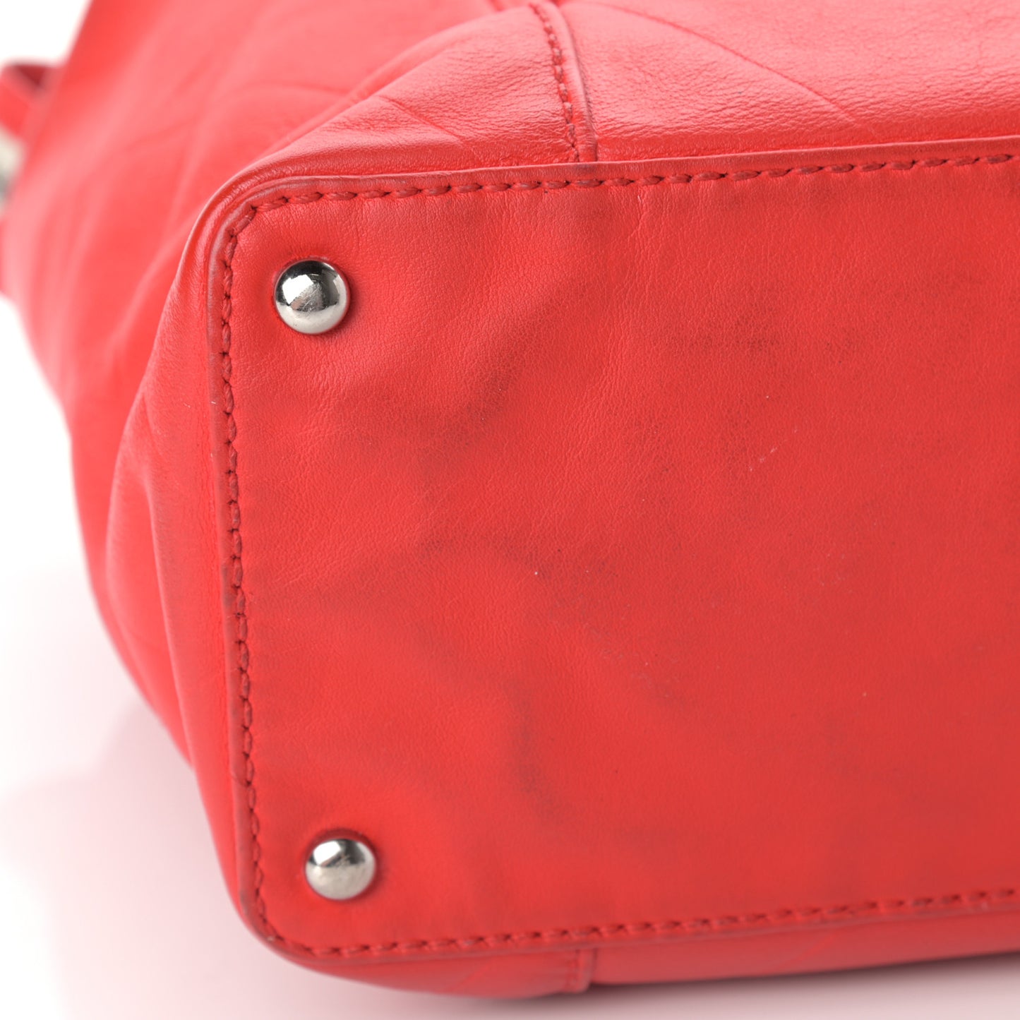 Calfskin CC Chevron All Day Long Tote Red