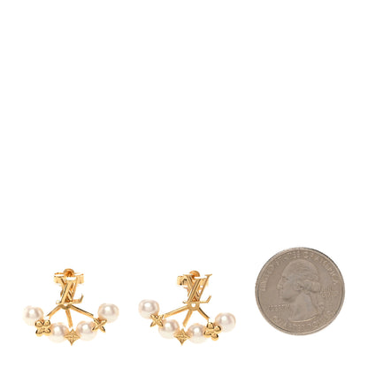 Louis Vuitton Pearl Minigram Pearls Earrings Gold 2 of 4