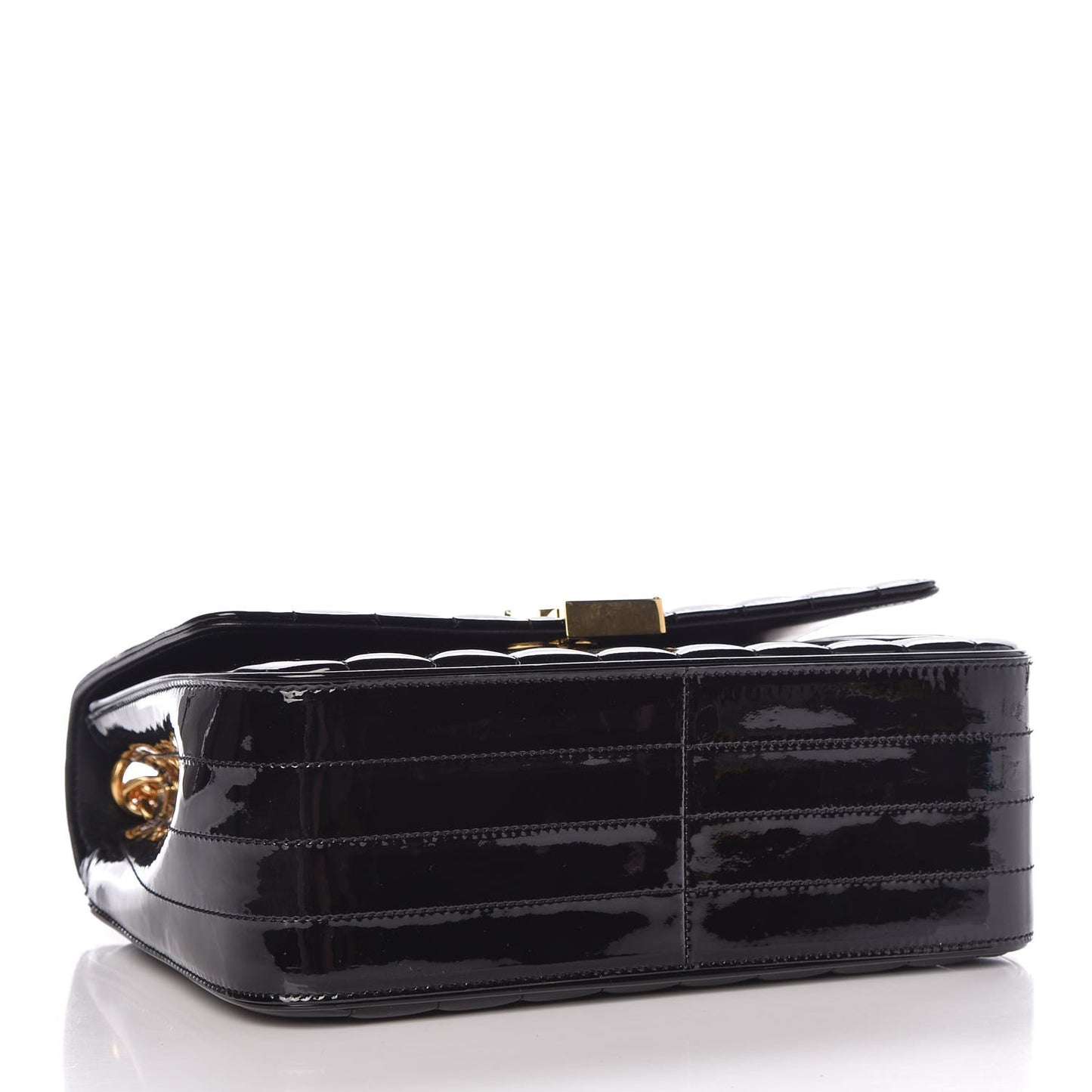 Patent Matelasse Monogram Large Vicky Chain Bag Black